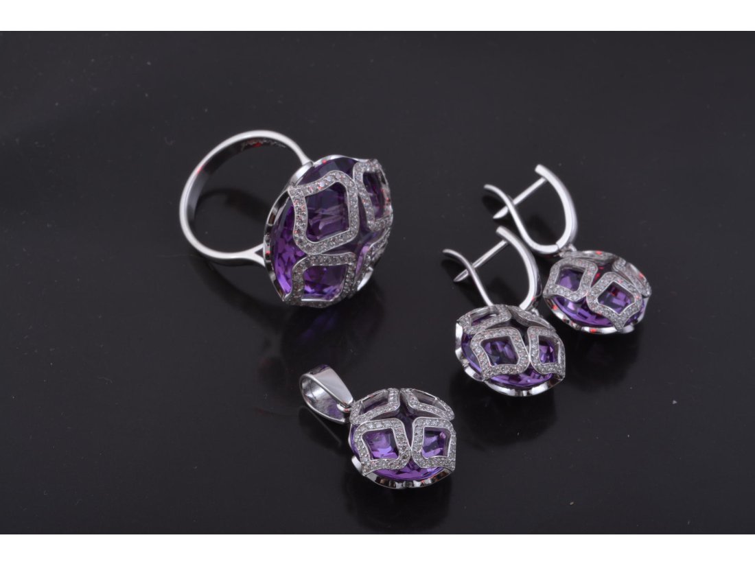 Гарнітур у стилі Chopard (аметист, зелений кварц, цитрин, топаз) - Купити