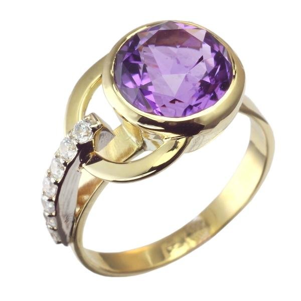 Каблучка з топазом/аметистом - Фото1 Каблучка з топазом/аметистом