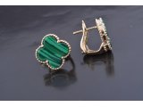 Сережки у стилі Van Cleef з малахітом - Багира