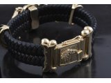 Браслет чоловічий &quot;Череп у пазурах&quot;, лимонне золото з чорними діамантами