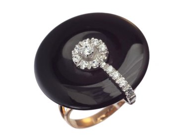 Жіноча каблучка з оніксом - Фото Жіноча каблучка з оніксом - Купити