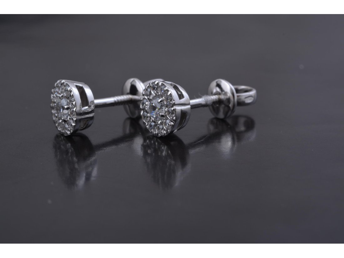 Сережки-пусети "Малинки", біле золото