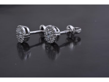 Сережки-пусети "Малинки", біле золото - Купити