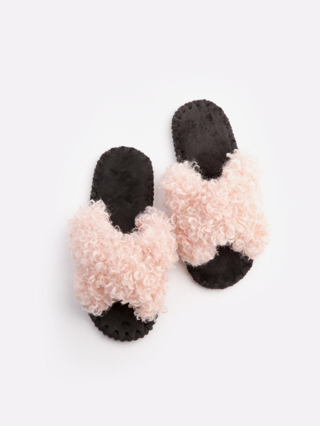 Домашние женские тапочки Барашки, Розового цвета - Фото - 3