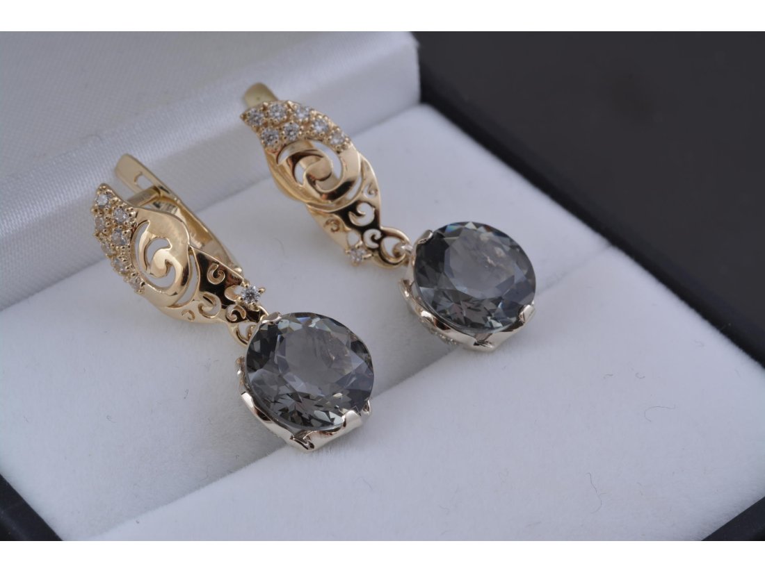 Сережки з каміннями &quot;Нано-Грей&quot;
