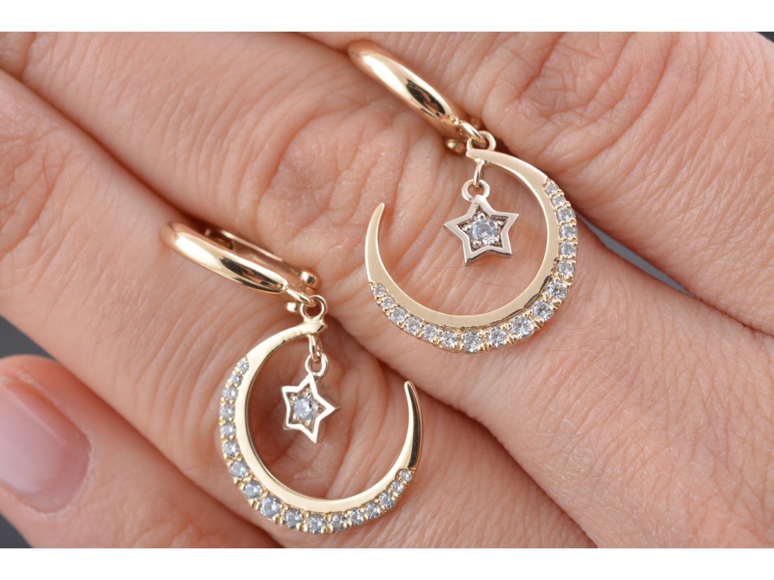 Сережки "Півмісяць із зіркою"