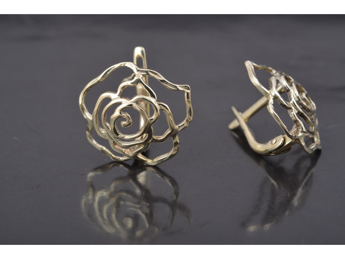 Сережки "Трояндочки" без каміння - Багира