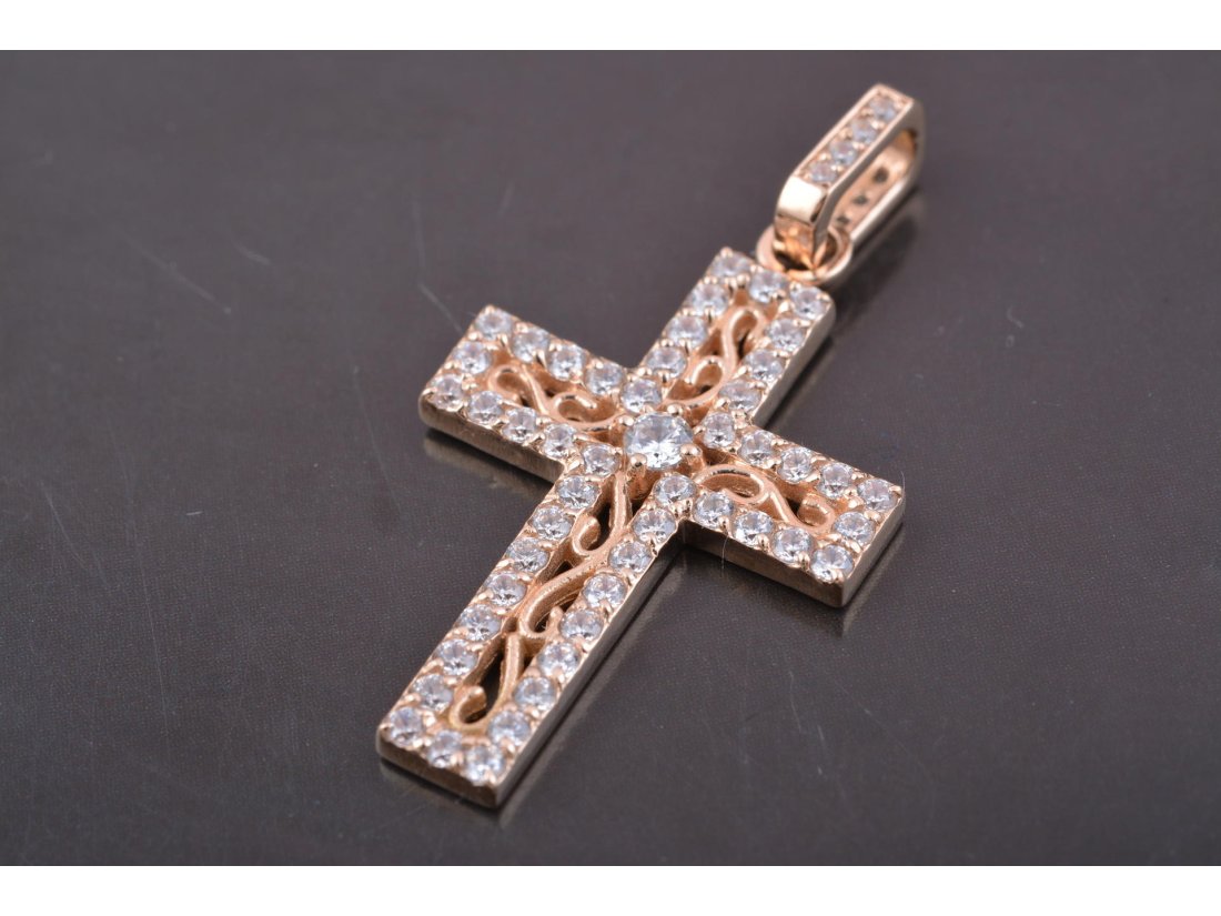 Підвіс "Хрест з камінням "Завитушки"