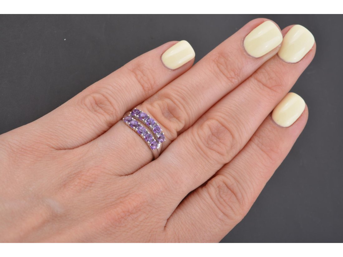 Каблучка з аметистами "Подвійна доріжка" - Купити