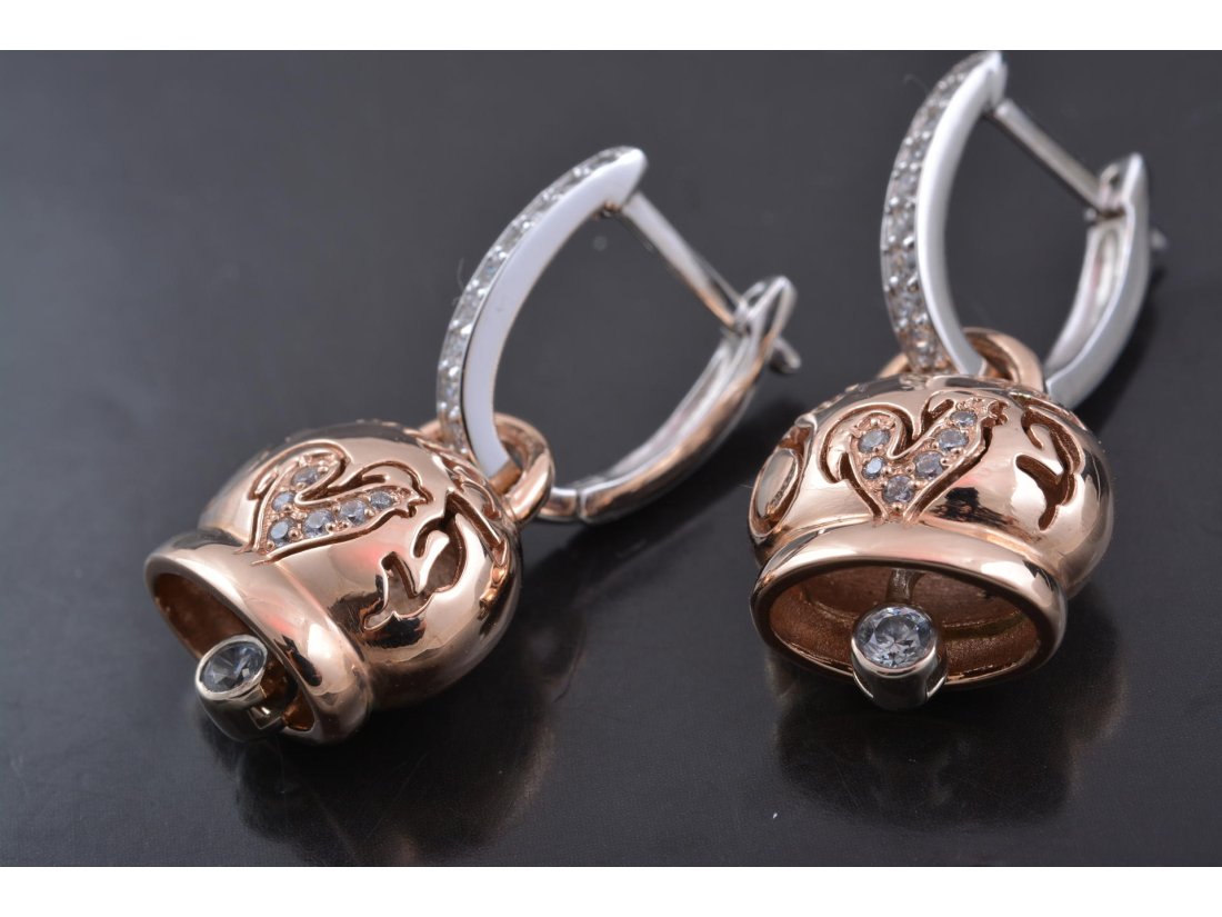 Сережки у стилі Chantecler, червоне та біле золото - Багира