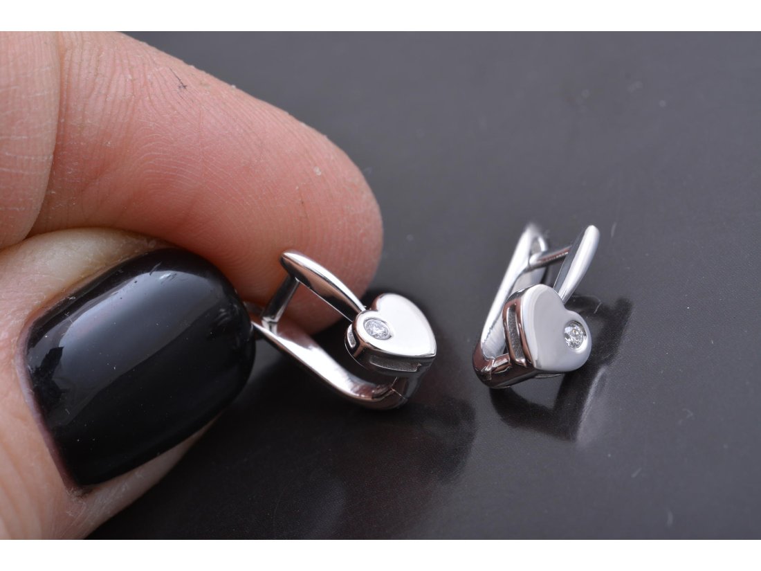 Сережки "Сердечки" з діамантами - Купити