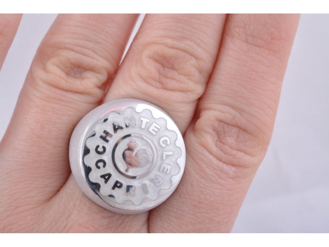 Перстень у стилі Chantecler з перламутровою емаллю