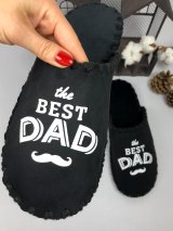 Мужские домашние тапочки The Best Dad черные закрытые, Family Story - 4