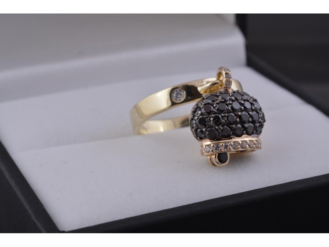 Каблучка з дзвіночком, жовте золото