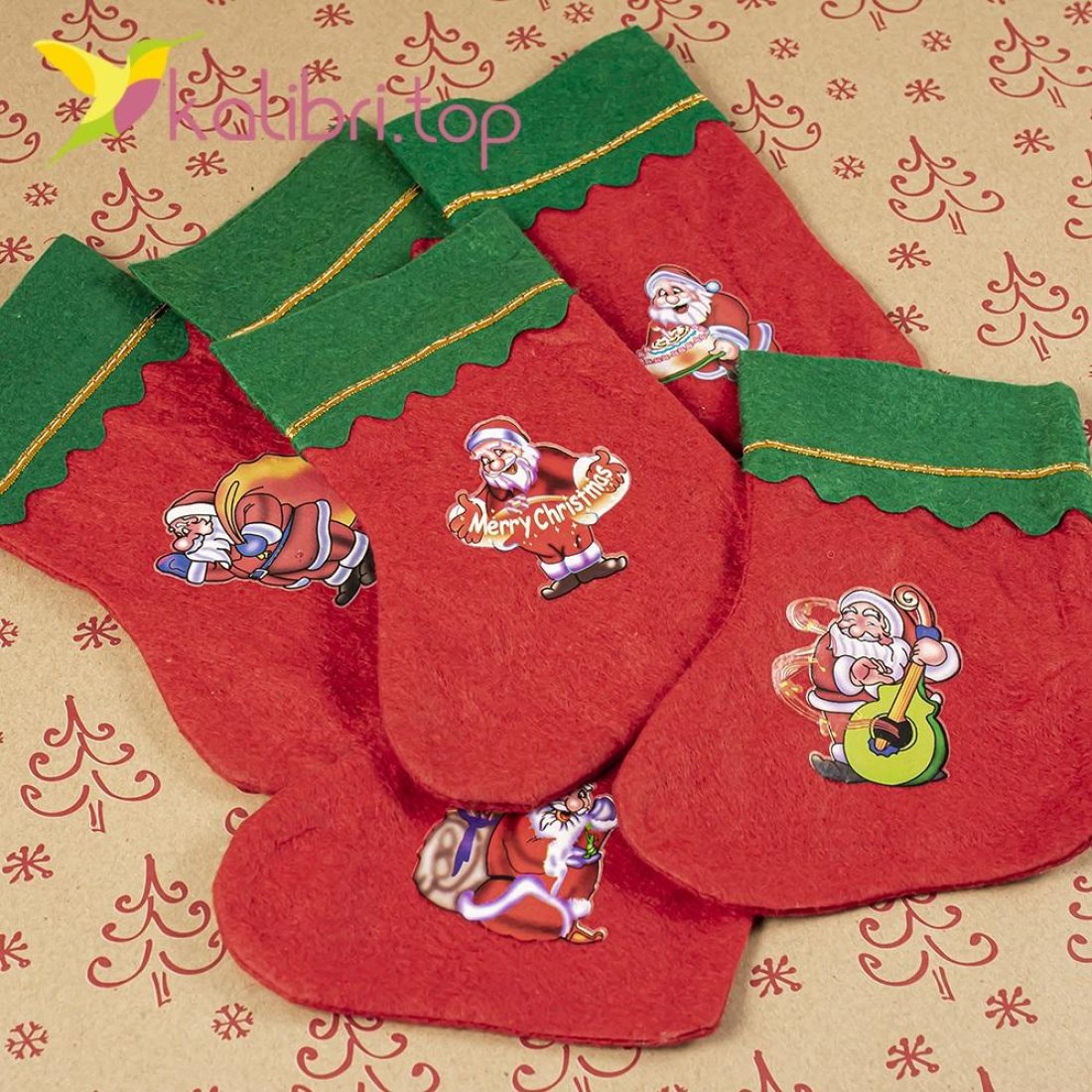 Різдвяна декоративна шкарпетка мікс НК-06 оптом фото 5583