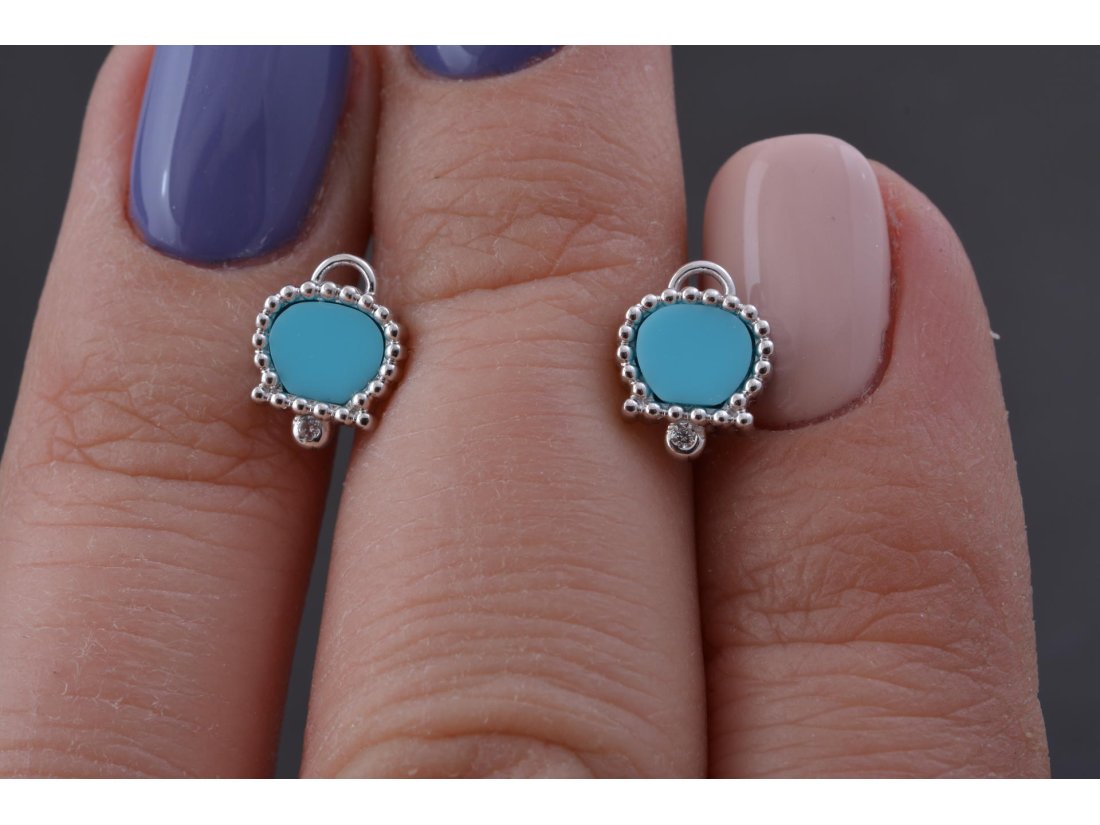 Сережки-пусети в стилі Chantecler, біле золото