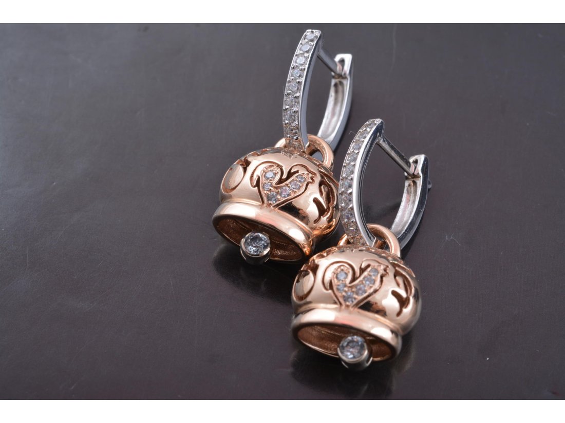 Сережки у стилі Chantecler, червоне та біле золото