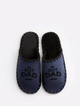Закрытые мужские тапочки для дома с надписью Best Dad синего цвета. Family Story Фото -2
