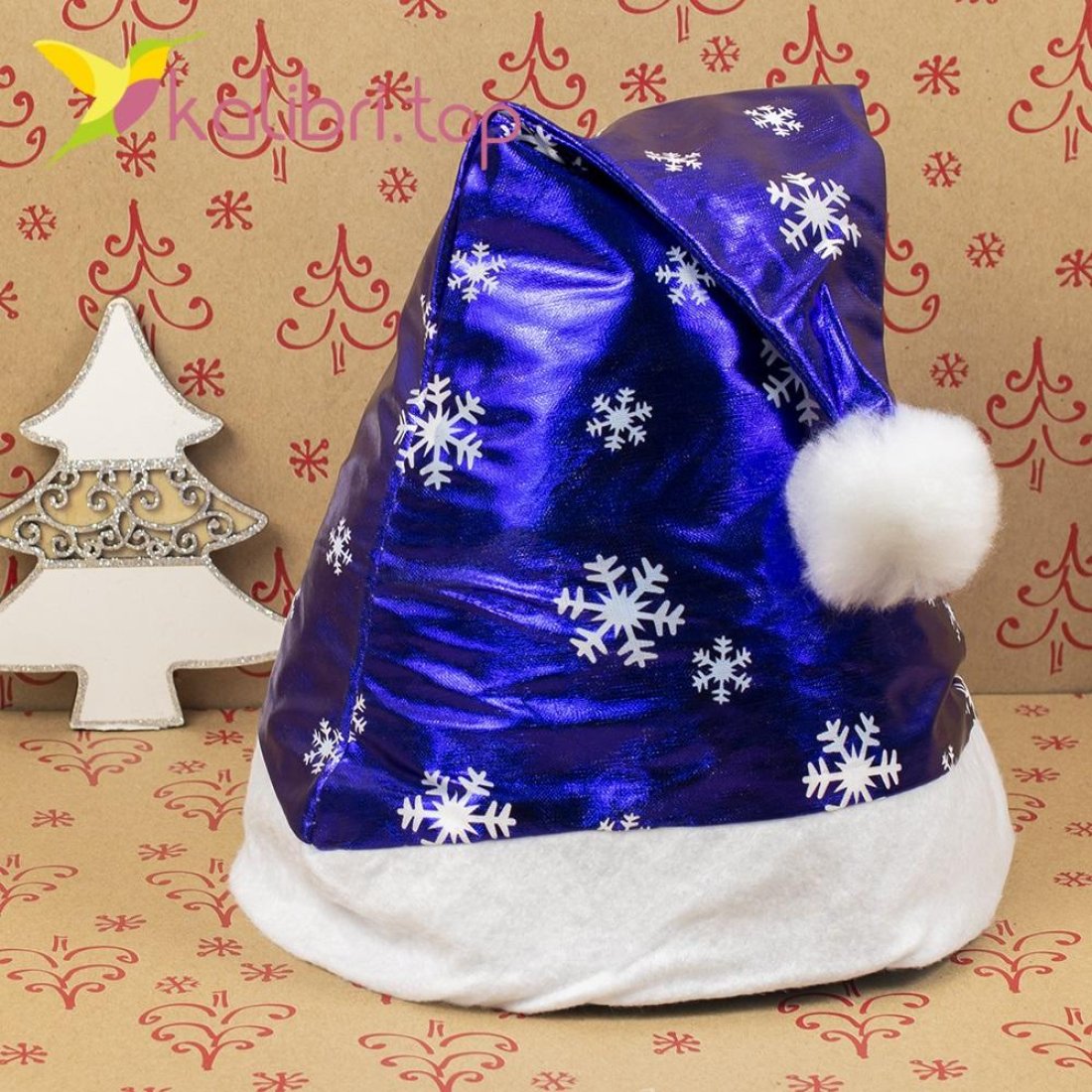 Шапки Деда Мороза синяя HQ-1648 оптом фото 8755