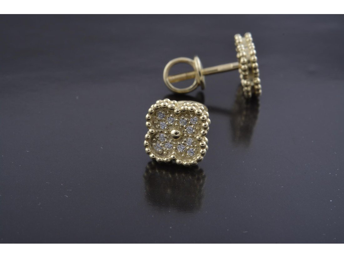 Сережки чотирилиста квітка у стилі Van Cleef - Багира