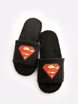 Открытые домашние тапочки для мужчин Superman, черные. Фото -3