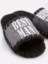 Открытые мужские тапочки для дома Family Story. Серого цвета с надписью Best Man Фото - 3