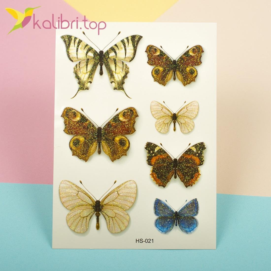Дитячі татуювання з блискітками - гарні метелики оптом фото 1