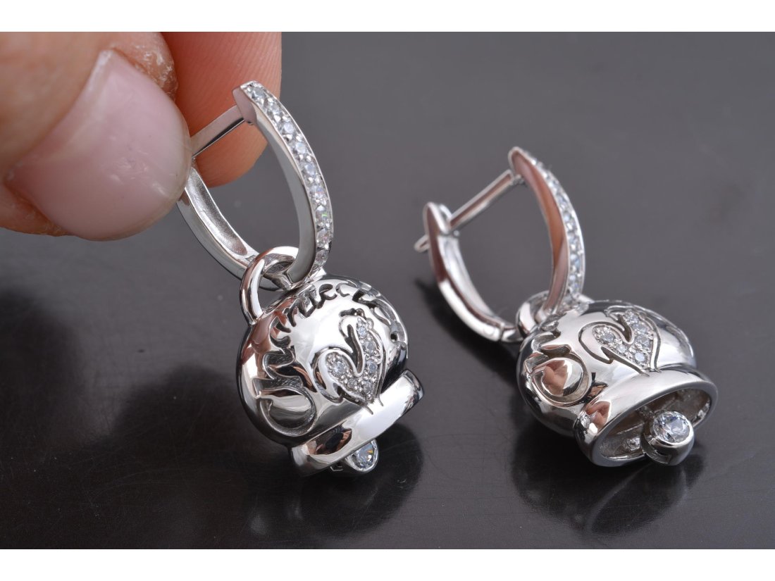 Сережки у стилі Chantecler, червоне та біле золото