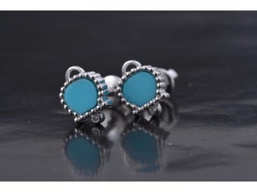 Пусети в білому золоті з бірюзою - Купити