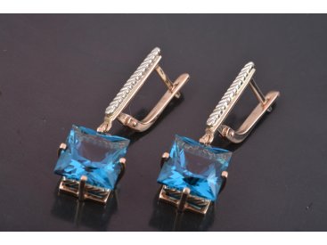 Сережки з квадратним каменем - Купити