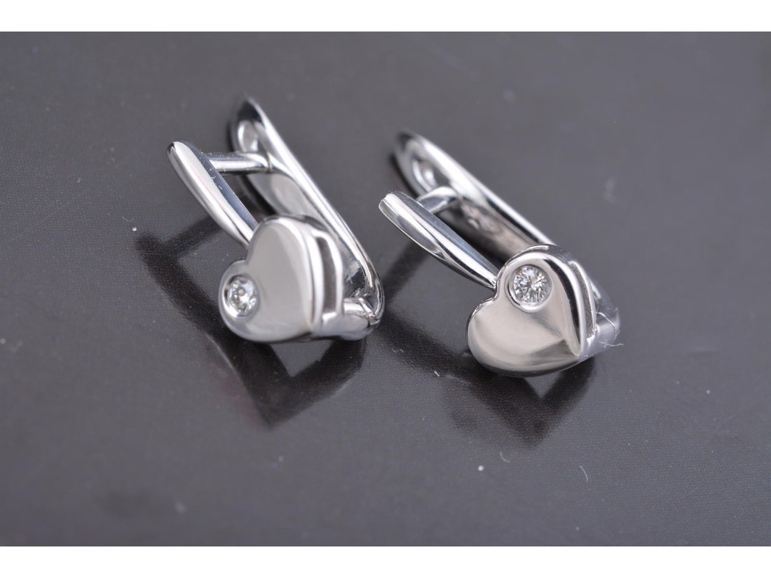 Сережки "Сердечки" з діамантами