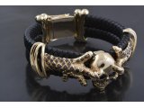 Браслет чоловічий &quot;Череп у пазурах&quot;, лимонне золото з чорними діамантами - Купити