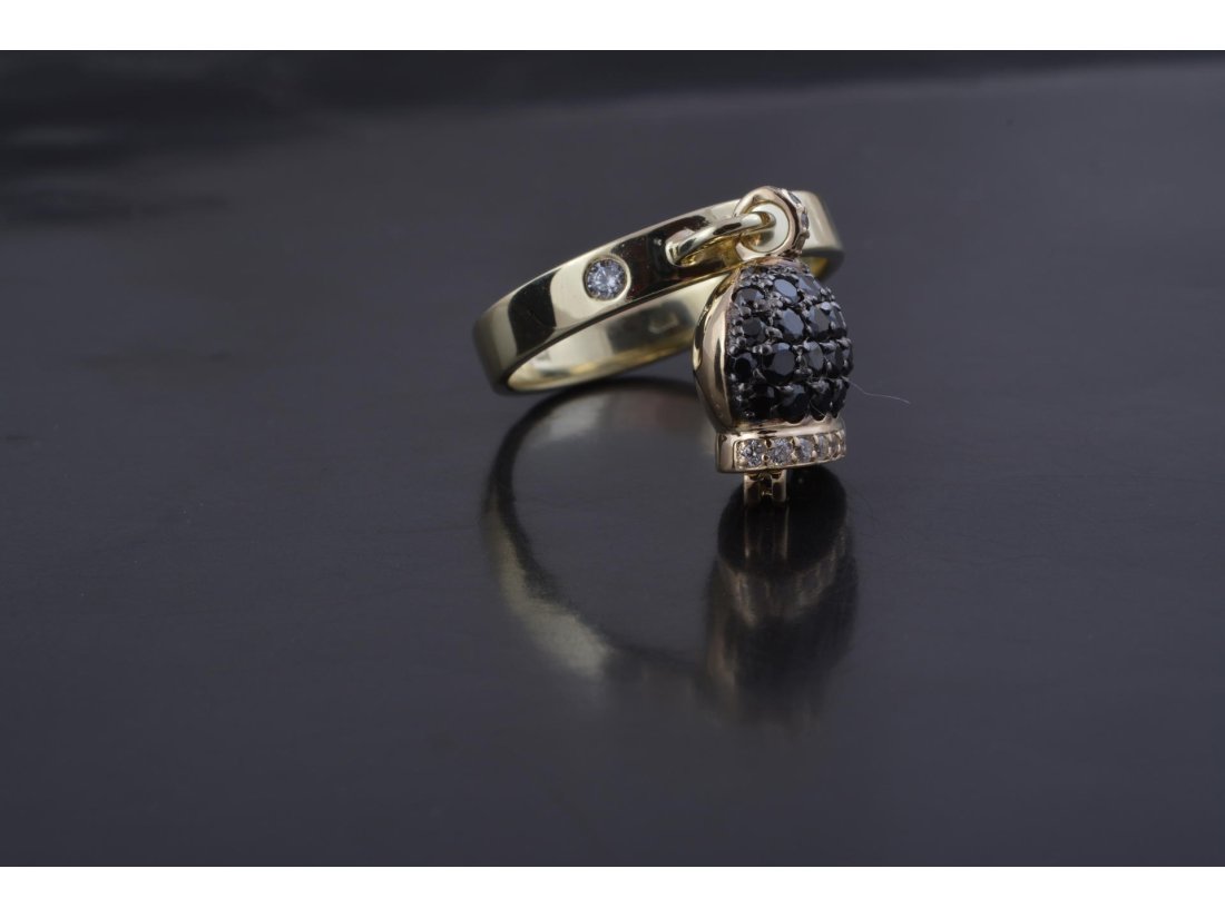 Каблучка з дзвіночком, жовте золото - Багира