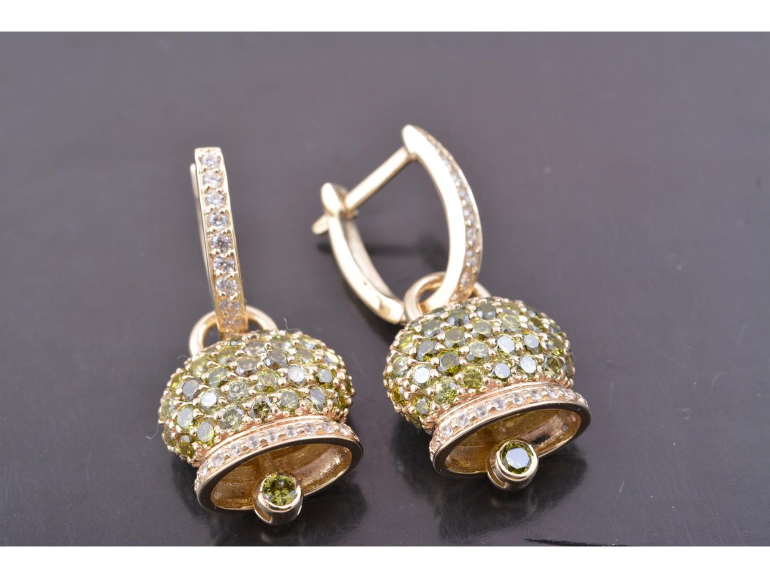 Сережки дзвіночки у стилі Chantecler, жовте золото