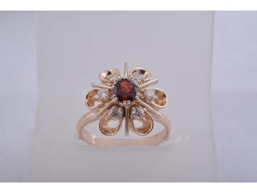 Каблучка &quot;Квітка&quot; (камінь гранат) - Купити