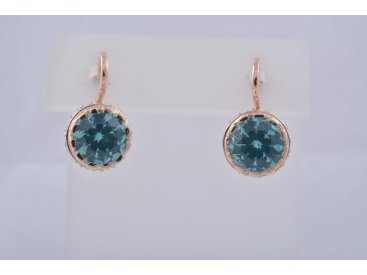 Сережки з круглим каменем (зелений кварц) - Купити