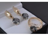 Гарнітур. Каблучка та сережки з камінням &quot;Нано-Грей&quot;