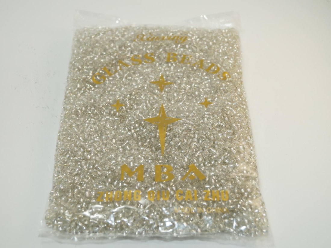 Бісер великий,Китайський. 450г. Срібний. - Кристалік