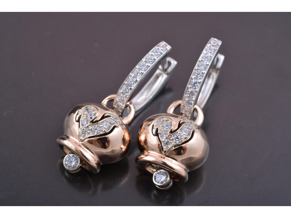 Сережки у стилі Chantecler, червоне та біле золото - Багира