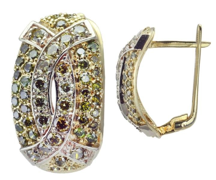 Сережки з зеленими діамантами