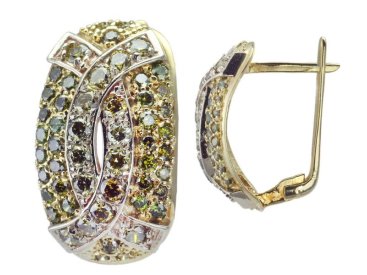 Сережки з зеленими діамантами - Фото Сережки з зеленими діамантами - Купити