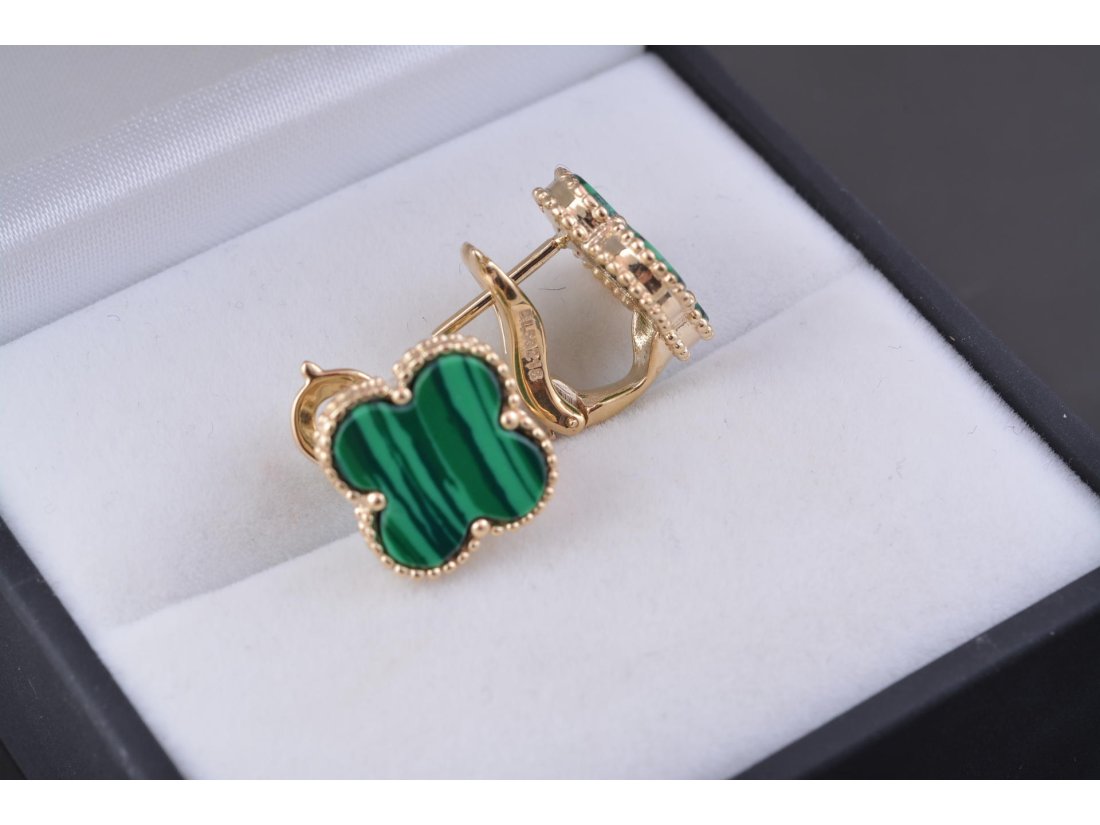 Сережки у стилі Van Cleef з малахітом - Купити