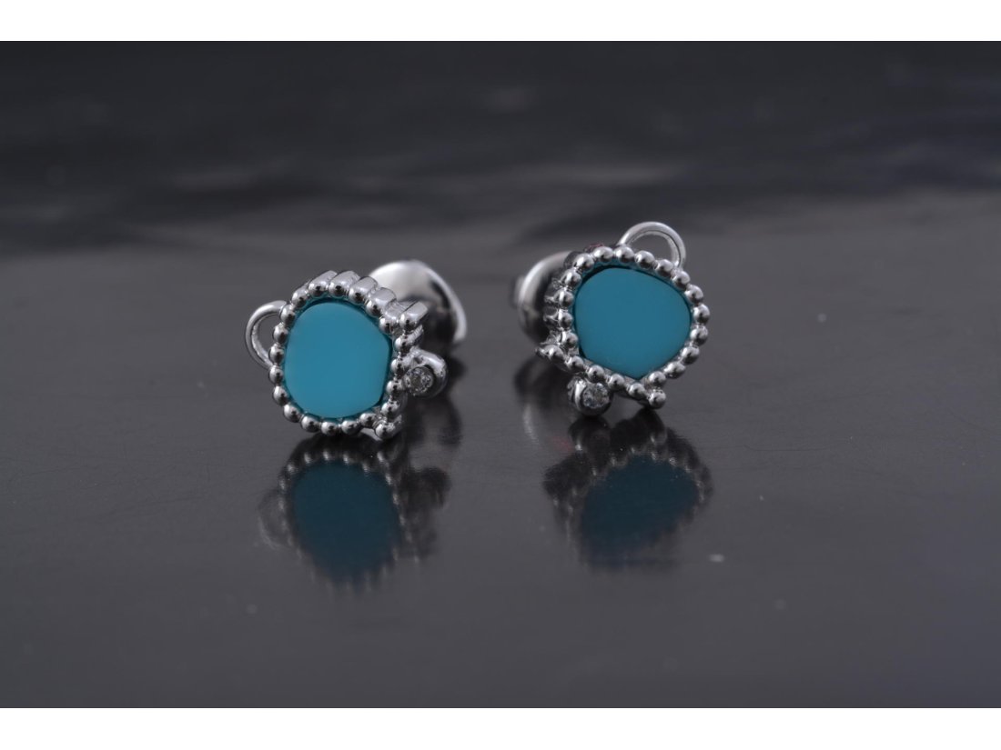 Сережки-пусети в стилі Chantecler, біле золото - Купити