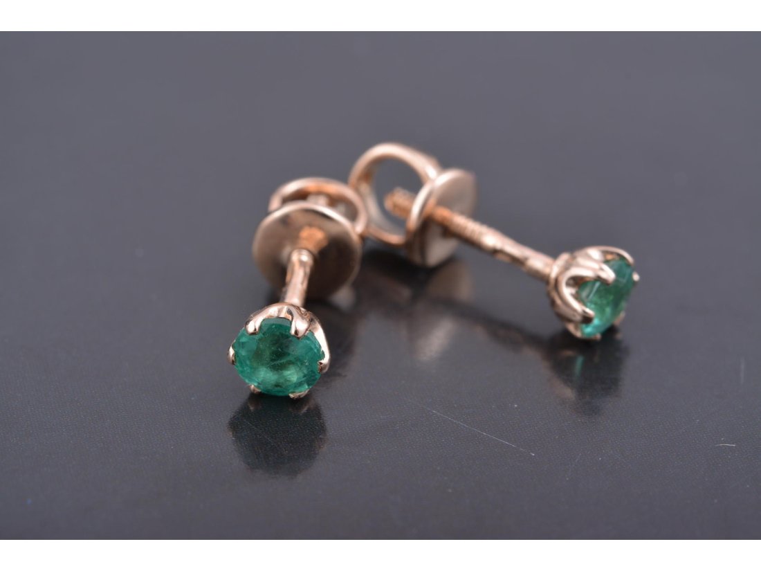 Сережки пусети зі смарагдом - Багира
