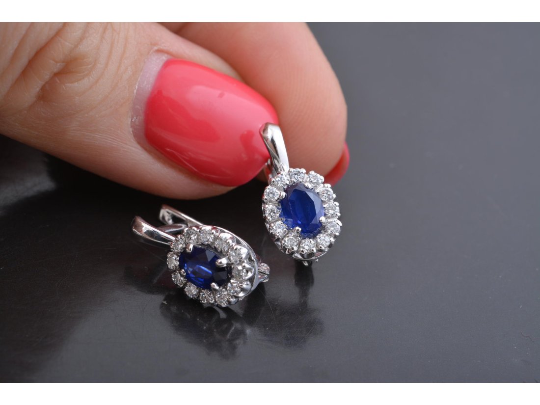 Сережки з сапфіром і діамантами - Багира
