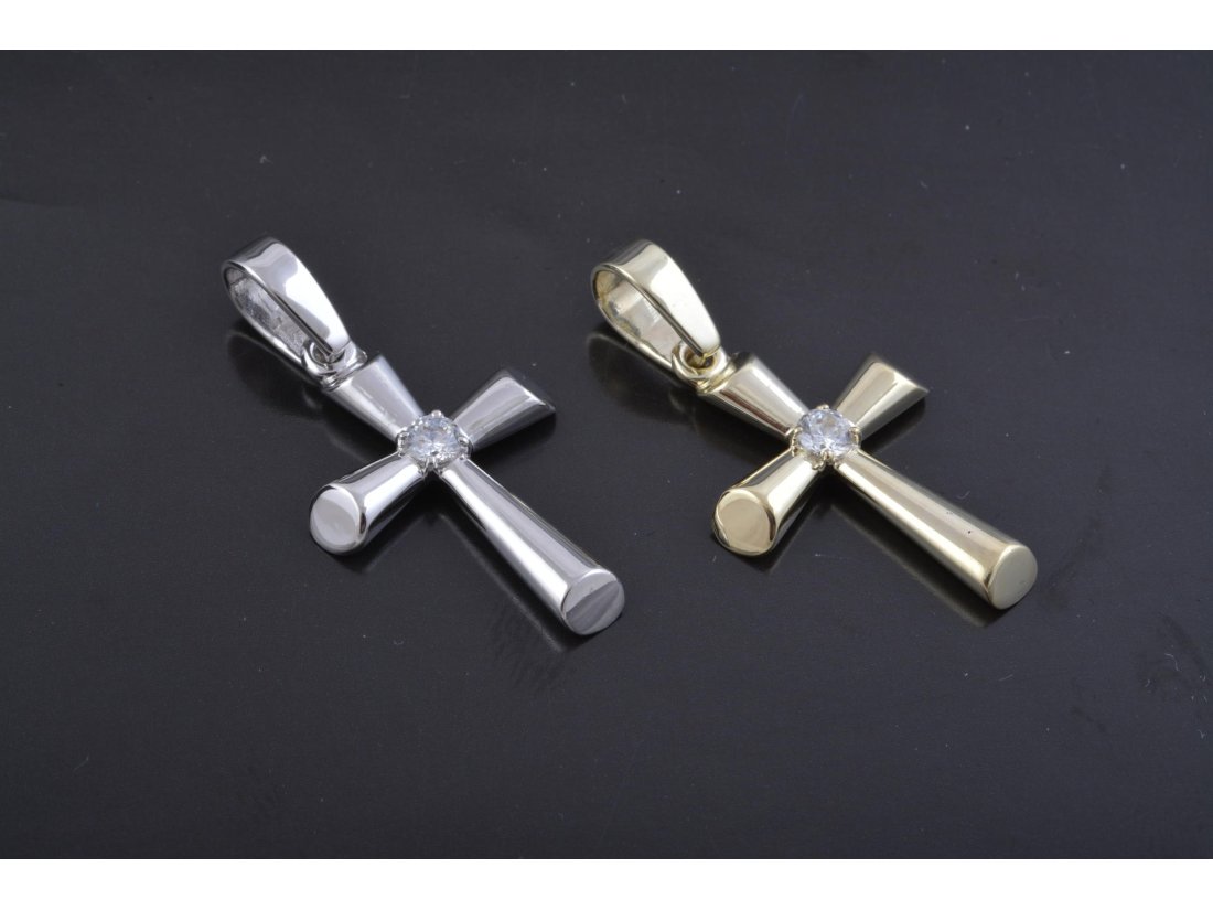 Хрест з одним каменем та тупі кінці (у двох кольорах)