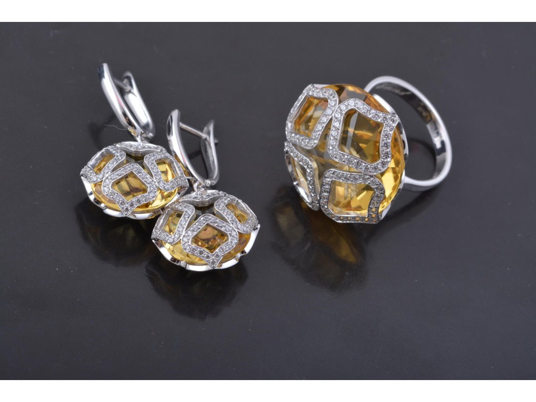 Гарнітур у стилі Chopard (аметист, зелений кварц, цитрин, топаз)