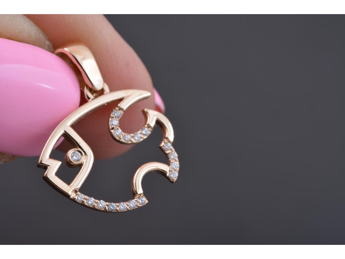 Підвіс "Рибка" з цирконієм - Багира