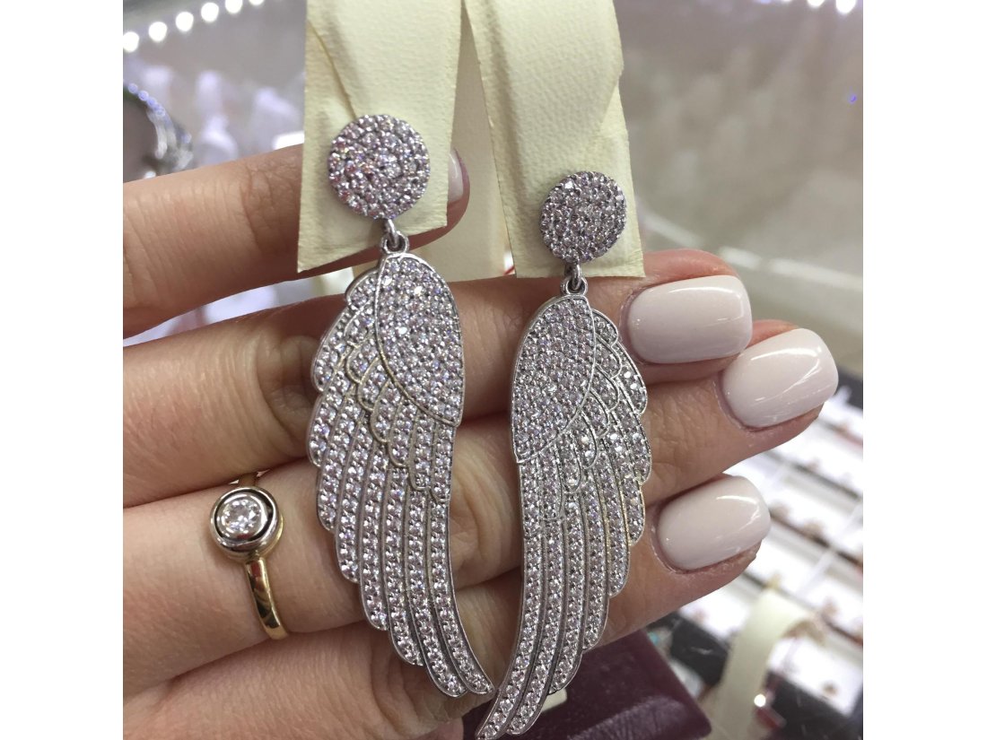 Сережки "Крила" у сріблі - Фото2 Сережки "Крила" у сріблі - Багира