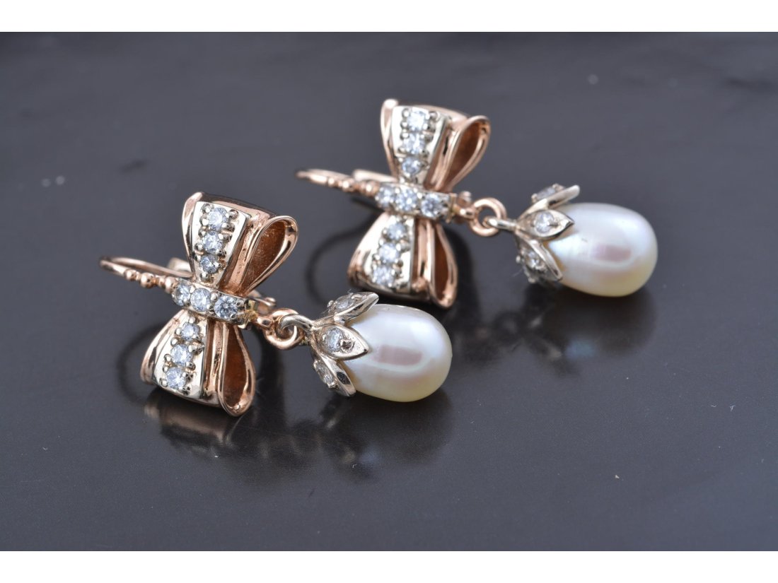 Сережки "Бантики з перлами" - Багира